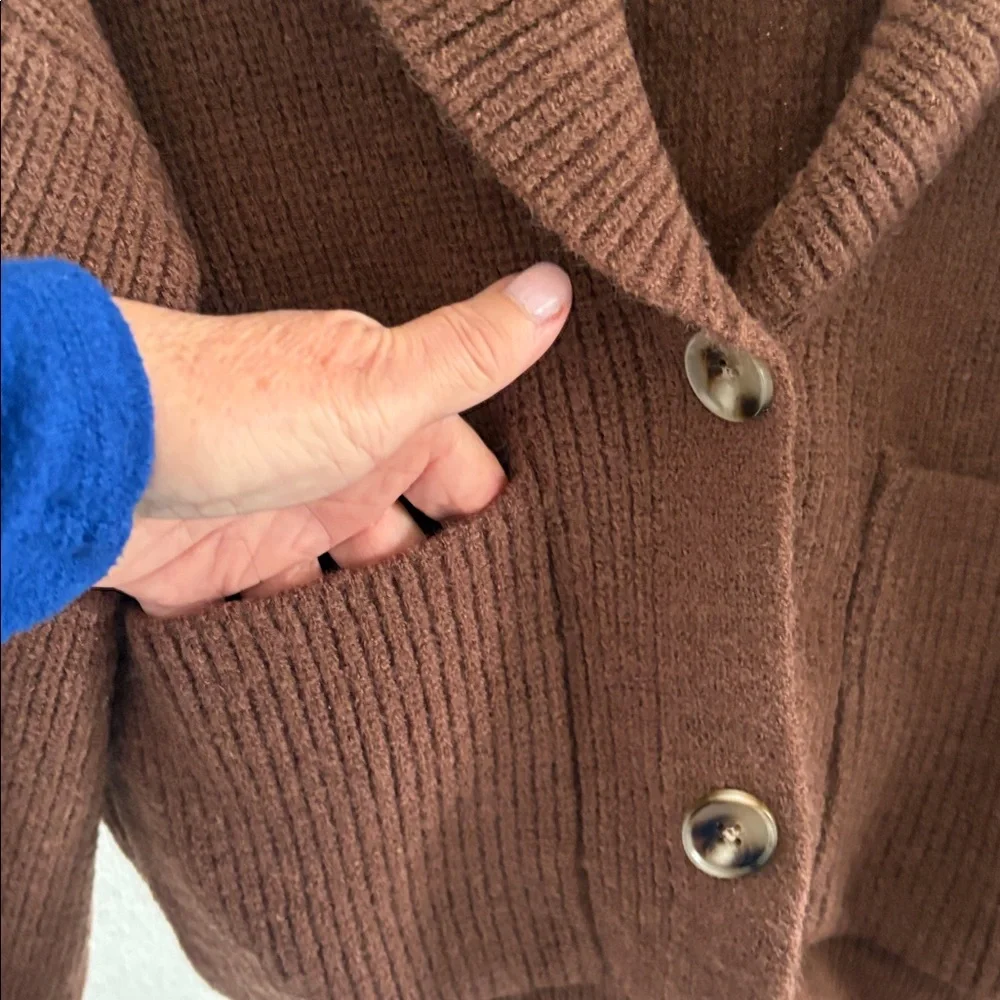 Commense Ribbed Knit Cropped Shawl Collar Cardigan NWT Size S - Picture 6 of 10